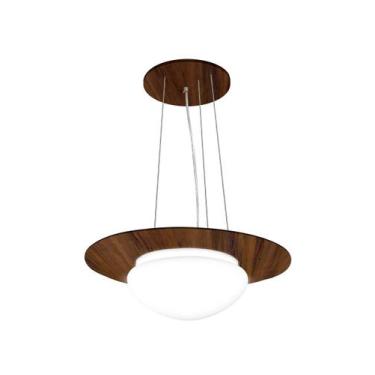 Imagem de Pendente de Madeira Saturno Vidro Oval 40 cm Imbuia/Branco - Madeluz