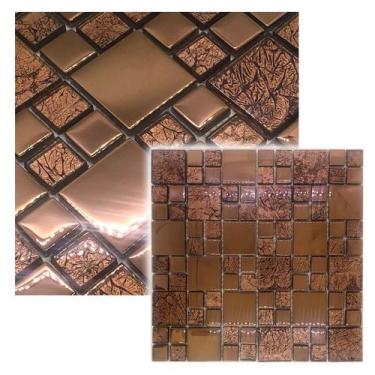 Imagem de Pastilha de Vidro Grande Cobre Efeito Metalizado 30x30cm - La Bella Gr