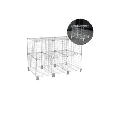 Imagem de Estante Aramada 6 Nichos Horizontal 40cm Profundidade Branco Organizad