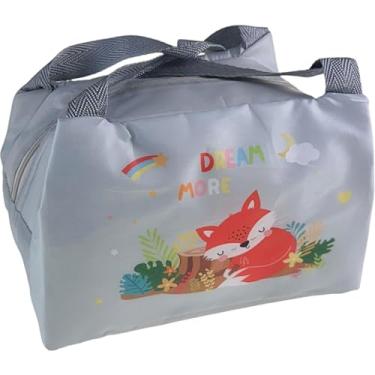 Imagem de Bolsa Lancheira Térmica Infantil Marmita Lanche Escolar Bolsinha Lancheirinha Alça Mão (Cinza Raposa)