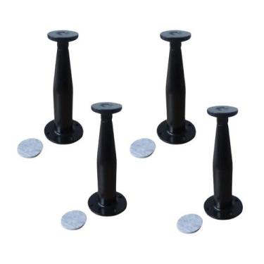 Imagem de 04 Pé Armário Távola Alumínio P/Móveis 12Cm Preto Regulável - Alumialt