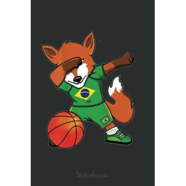 Imagem de Dabbing Fox Brazil Basketball Fans Brazilian Flag Notebook Vintage: A blank lined basketball notebook 6x9 in 110 Pages that makes a fun basketball ... women's basketball, team basketball gifts