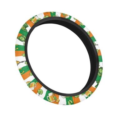 Imagem de Knextrepoy Capa de volante para carrinho de golfe para dia de São Patrício antiderrapante capa de volante folhas verdes acessórios para carrinho de golfe