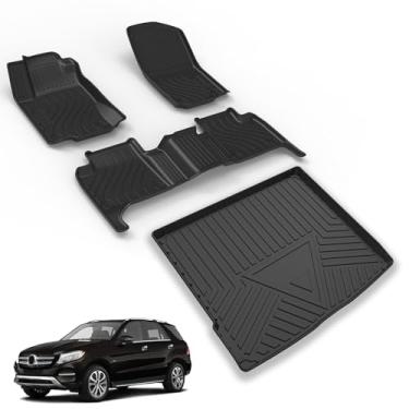 Imagem de AOMSAZTO Tapetes de piso e bagageiro compatíveis com Mercedes Benz GLE 350 400 43 AMG 450 AMG 500 500e 550 550e 63 AMG S 2016-2019 (não para coupé/cabriolet), adequado para todos os climas, 1ª e 2ª