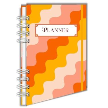 Imagem de Planner Planejador e Agenda | Caderno Wire-O A5 com Capa Dura | Planejamento Semanal e Mensal - Linhas Onduladas Verticais Coloridas