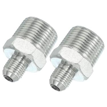 Imagem de PATIKIL Conectores hexagonais redutores adaptador de tubo 9/40.6 cm macho 37° Flare JIC x 3/10.2 cm macho NPT, pacote com 2 adaptadores redutores de mamilo, encaixe hidráulico de aço chapeado