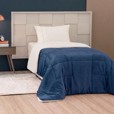 Imagem de Cobertor SOLTEIRO dupla face sherpa manta fleece matelasse - SAFIRA EN