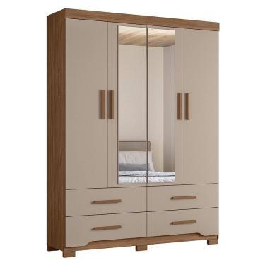 Imagem de Guarda Roupa Solteiro Miami 4 Portas e 4 Gavetas com Espelho - Moval