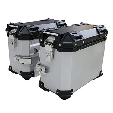 Imagem de Mala de viagem para motocicleta 38L/46L capa lateral de grande capacidade à prova d'água lateral para pendurar acessórios de locomotiva capa superior para motocicleta (prata 46L (par))