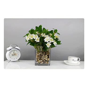 Imagem de LICONG-2020 Decoração de primavera - buquê artificial de flores artificiais, vaso de flores de seda de toque verdadeiro, decoração de casa, plantas artificiais artificiais (A)