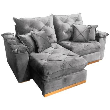 Imagem de Sofá Gran Plus em Linho com Molas Ensacadas 4 Lugares Retrátil e Reclinável 230cm Império Cor Cinza