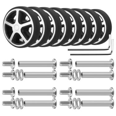 Imagem de Volein 8 peças de rodas de borracha de substituição, conjunto de reparo de roda giratória de mala de 50/55 mm, rodízios de carrinho resistentes ao desgaste, Cinza, 2 inch, VA50