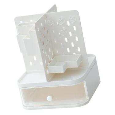 Imagem de Bothyi Organizador de mesa suporte de caneta acessórios simples moderno caixa de armazenamento de papelaria pegboard rack de mesa para escritório casa, Branco