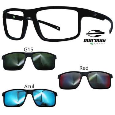 Imagem de Oculos Mormaii Swap 5 6127 A14 Preto Fosco Com 3 Clipons, G15, Azul, R