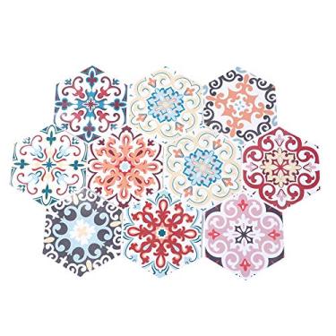 Imagem de MUNEFE Adesivo de piso antiderrapante, azulejo cerâmico autoadesivo, conjunto de adesivos de papel de parede autoadesivo para sala de estar, cozinha e banheiro