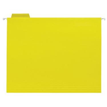 Imagem de School Smart Pastas de arquivos penduradas em tamanho carta com aba de corte 1/5 - Pacote com 25 - Amarelas