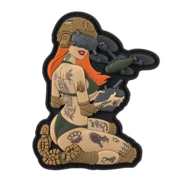 Imagem de M-Tac Patch de moral Tactical Girl - Patch militar tático de PVC com gancho traseiro - adesivos para colete, mochilas, chapéus (№6 Redhead Hooligan Olive V1)