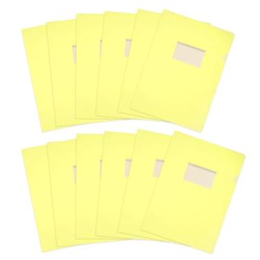 Imagem de PATIKIL Pacote com 12 pastas de plástico tipo L, pastas transparentes tamanho carta para documentos, capas de papel, pasta de projeto com bolso para escritório em casa, amarelo