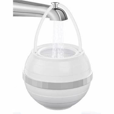 Imagem de Filtro de água de banho para torneira de banheira com transbordamento, 2.500 galões de filtração, remove contaminantes, cloro e flúor, amaciante de água dura, melhora a saúde da pele, cabelo, unhas