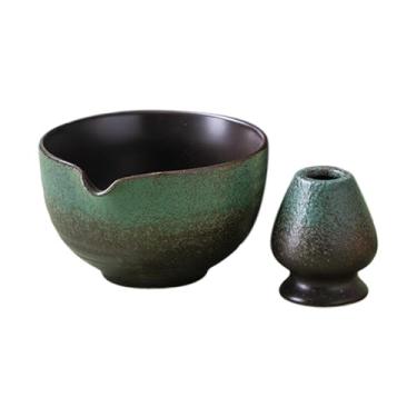 Imagem de ＫＬＫＣＭＳ Matcha Bowl com o titular do whisk 430ml, feito à mão, tradicional e retro Ceramic Matcha Cup para uma festa de jantar de férias no escritório em
