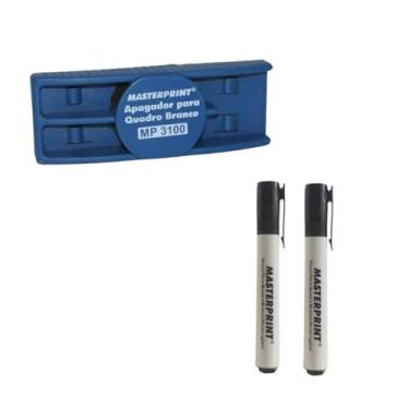 Imagem de Kit de 2 Pincéis para Quadro Branco Recarregáveis com Apagador, Preto