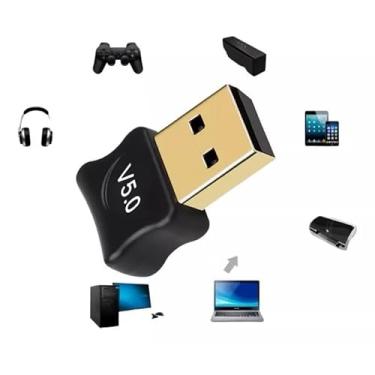 Imagem de Receptor Bluetooth 5.0 Adaptador USB Wireless Transmissor Para PC, Computador, Notebook, Laptop, Fone de Ouvido, Gamepad, Impressora, Acessório Eletrônico Preto LINHA PREMIUM