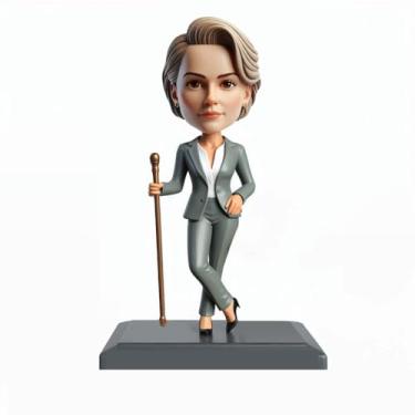 Imagem de Profissional Advogada Mãe Bobblehead Feito à Mão a partir da Sua Imagem Presente de Celebração Dupla Função para Profissionais Jurídicos e Heróis Parentais