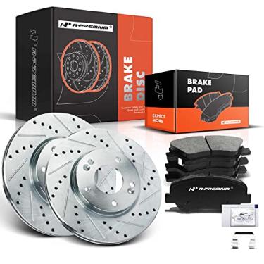 Imagem de A-Premium Rotores de Freio A Disco Dianteiros Perfurados e Ranhurados de 11,02"(280 Mm) + Kit de Pastilhas de Cerâmica Compatível com Modelos Hyundai e Kia Selecionados - Elantra, Elantra Coupe/Gt, Pa