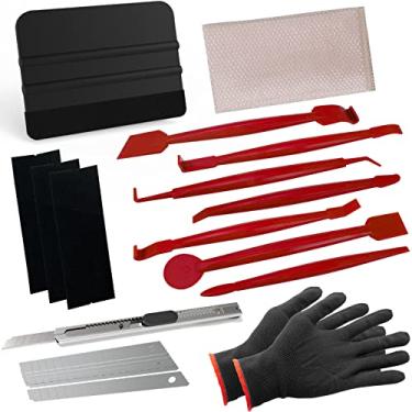 Imagem de Spanno Kit de ferramentas para embrulho de vinil, kits de película de janela para instalação de películas de janela, inclui 7 peças de bastão de coloração profissional, rodo de feltro, luvas de vinil, pano de limpeza French Terry e faca utilitária