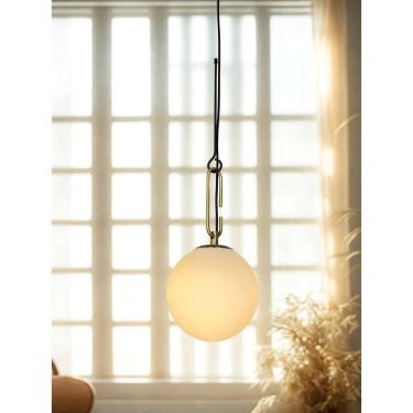 Imagem de Pendente Mob Bella Iluminação Dourado e preto e Bola Branca