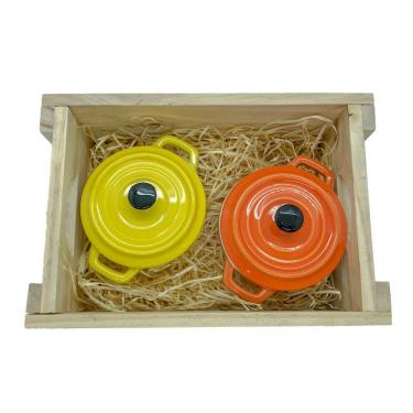 Imagem de Panelinhas Laranja, Amarelo Porcelana Engradado Presente