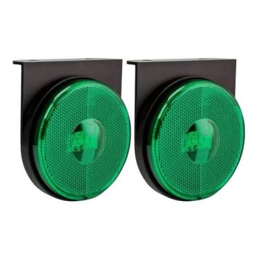 Imagem de Par Lanterna Lateral Caminhão 3 Led 85mm Carreta Verde - H3