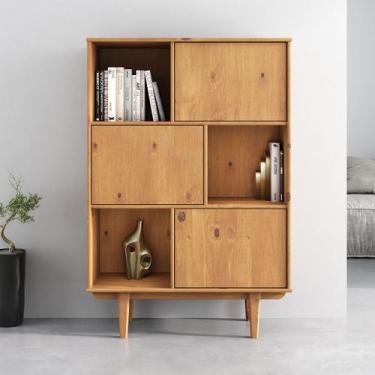 Imagem de Armário Madeira Livros 3 Nichos Fecho Toque Madeira Freijó Simona - ID