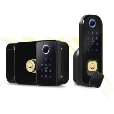 Imagem de Smart Lock, Bloqueio De Impressão Digital. Fechadura Inteligente à Prova D'água Para Portão Ao Ar Livre Sem Chave Aro Elétrico Wifi Fechadura De Leitor De Impressão Di, Double Side