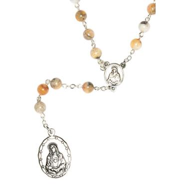 Imagem de Rosário de Sete Dores de Maria, Sete Dólares, Rosário de Sete Dólares Feito com Pedras Preciosas e Cristais Swarovski Bege