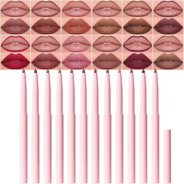 Imagem de HHLTOH Conjunto De 12 Delineadores Labiais Rotativos Automáticos, Contorno Duradouro, Volume Tridimensional, Textura Sedosa, Cremosa E Fosca, Lápis Batom Alta Cor Com Cores, À Prova D'Água Antiborrõ