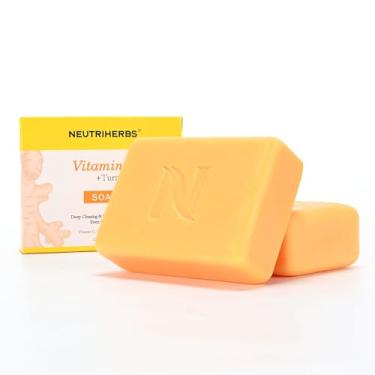 Imagem de Neutriherbs Sabonete De Cúrcuma Para Rosto E Corpo (1 Barra 5,29 Oz), Vitamina C Clareadora Acne, Tom Pele Irregular, Limpeza Natural