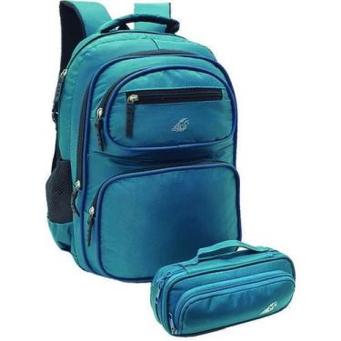 Imagem de Kit Mochila Notebook 15 + Estojo Duplo Kvn21091 Verde - Ello