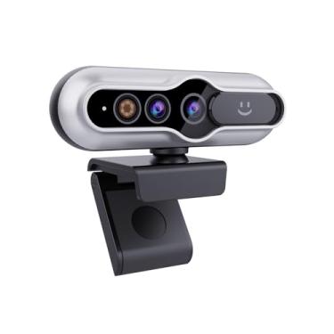 Imagem de Webcam HD 2K com janelas infravermelhas, reconhecimento facial, câmera de computador, capa de privacidade, microfones com cancelamento de ruído, webcam para laptop para videoconferência, ao vivo,