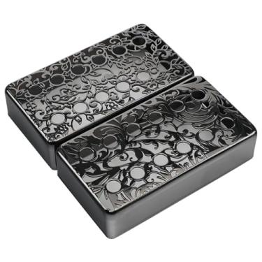 Imagem de OVSAL 2 Peças De Capa Latão Para Captador Guitarra Humbucker A Vácuo Preta 50Mm/52Mm Com Espaçamento Poste Gravado Capas Elétricas Les Paul