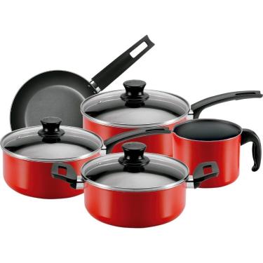 Imagem de Jogo De Panelas 5 Peças Antiaderente Vermelho