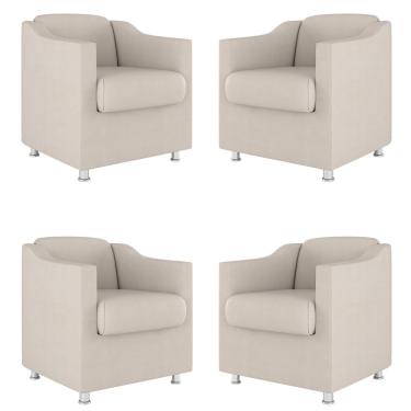 Imagem de Kit 04 Cadeira Poltronas Decorativas Sala De Espera Clinica Cor:bege