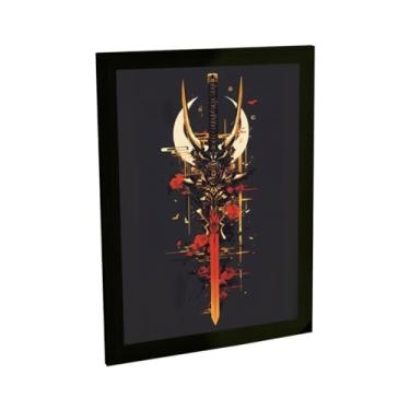 Imagem de Quadro Decorativo Espada Oni Samurai Ilustração Vetorial Poster Quarto Sala