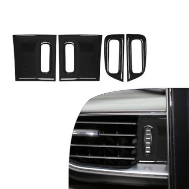 Imagem de nuoozy Adesivo de acabamento da tampa do painel da moldura da saída de vento do ar condicionado frontal compatível com Ford Explorer 2020 2021 2022 Acessórios interiores Piano Preto (4 peças)