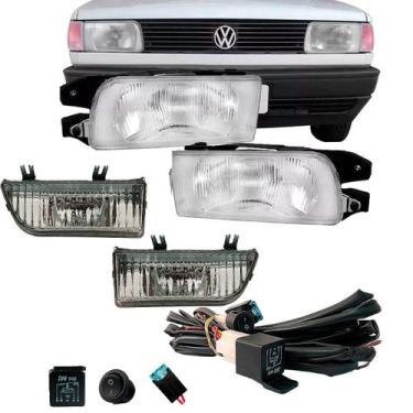 Imagem de Kit Farol e Farol de Milha com Chicote e Relé para Gol Parati Saveiro 