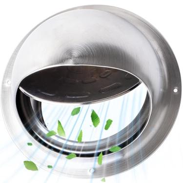Imagem de Matework Tampa de ventilação para secadora externa, ventilação redonda de aço inoxidável de 15 cm, ventilação de parede com abertura automática
