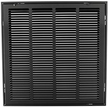 Imagem de Grade de filtro de ar de retorno de aço 63.5 cm X 63.5 cm para filtro de 2.5 cm - abas de plástico fáceis para rosto/porta removível - tampa de duto HVAC - face plana estampada - preto [dimensões