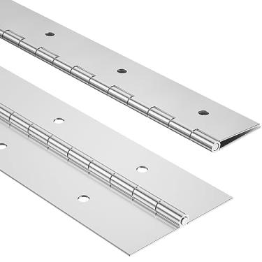 Imagem de Dobradiça de piano resistente, 20 cm de comprimento x 6 cm de largura, dobradiças de piano prateadas, 0,2 cm de espessura, dobradiças contínuas e de piano de aço inoxidável para móveis de madeira, caixas de armazenamento de ferramentas, armários, dobradiças de porta