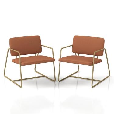 Imagem de Kit 2 Poltronas Estofadas Industrial Sintra Dourado/sd Terracota - M.a