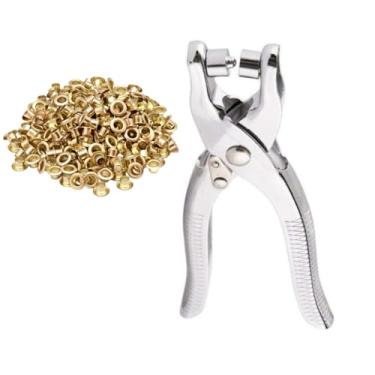 Imagem de Alicate de Ilhos Aplicador e Perfurador Com 100 Ilhoses Artesanal